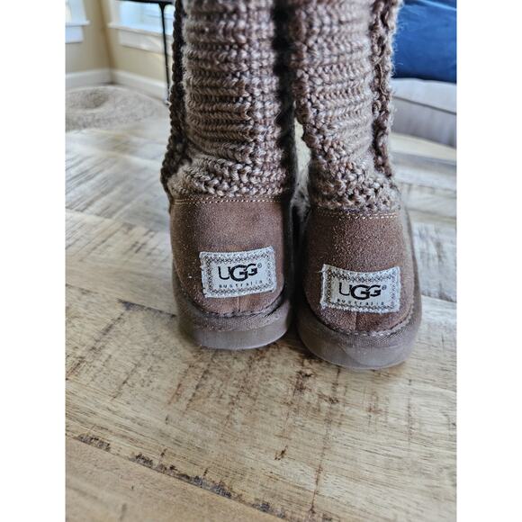 Ugg Classic Cardy Knee Calf Sweater Boots Slip On Women's Size 6 Beige - Picture 5 of 12